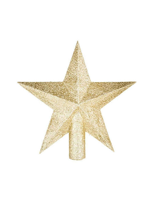 Hängendes Ornament Stern Gold mit Glitzer 22x22cm