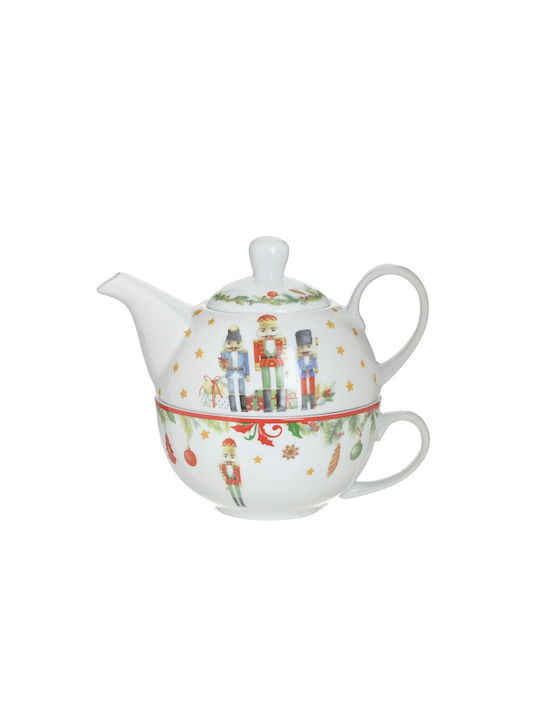 Inart Christmas Porcelain Teapot Ornament 2-60-926-0001