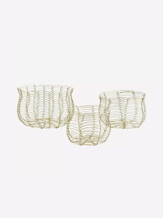 Madam Stoltz Set of Decorative Baskets Metal Gold 3pcs