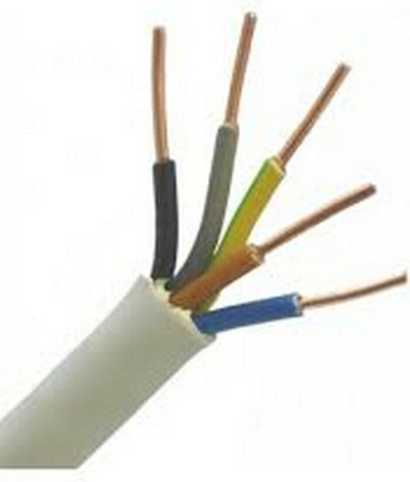 Nexans A05Vv-U Power Cord Type NYM With 5x2.5mm² Cable Properties In White Colour 1m