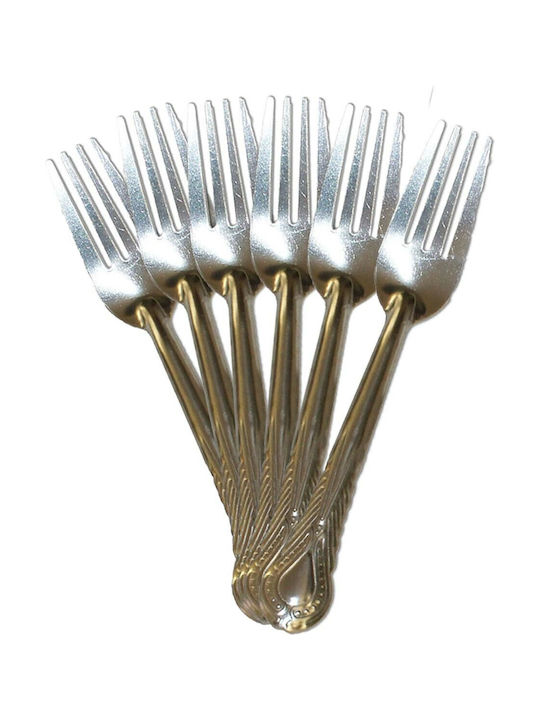 Metallic Fruit/Dessert Fork Set Silver 13.5cm 6pcs