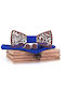 Legend Accessories Wooden Bow Tie Set with Cufflinks and Pochette Blue