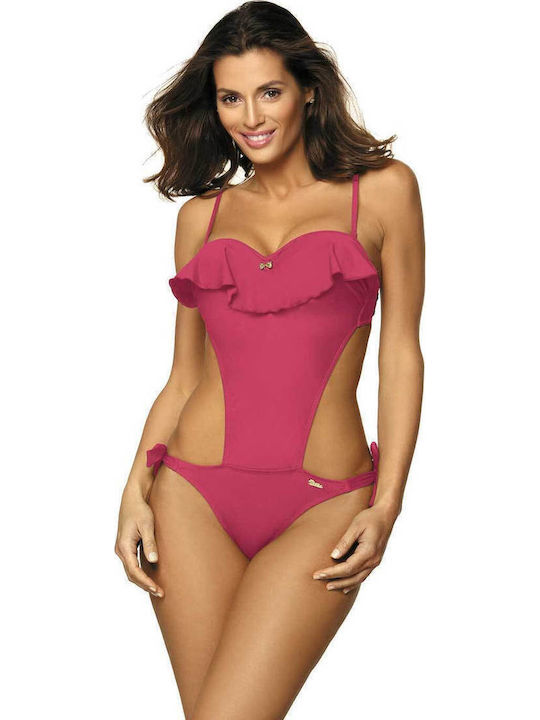 M-468 Ολόσωμο Μαγιό με Ανοίγματα Push Up Dirty Pink