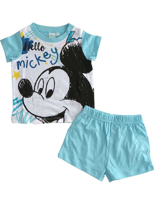 Disney Детска пижама Лятна Светлосиня Mickey Mouse