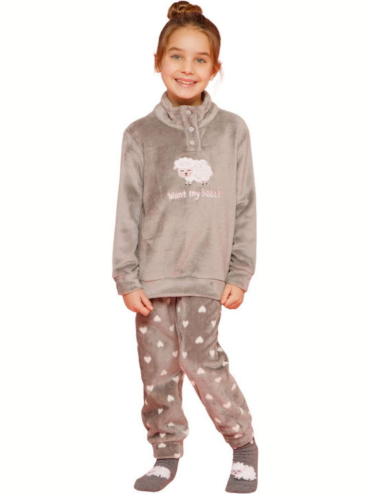 Noidinotte Set Top & Bottom Kids Winter Pyjamas Gray