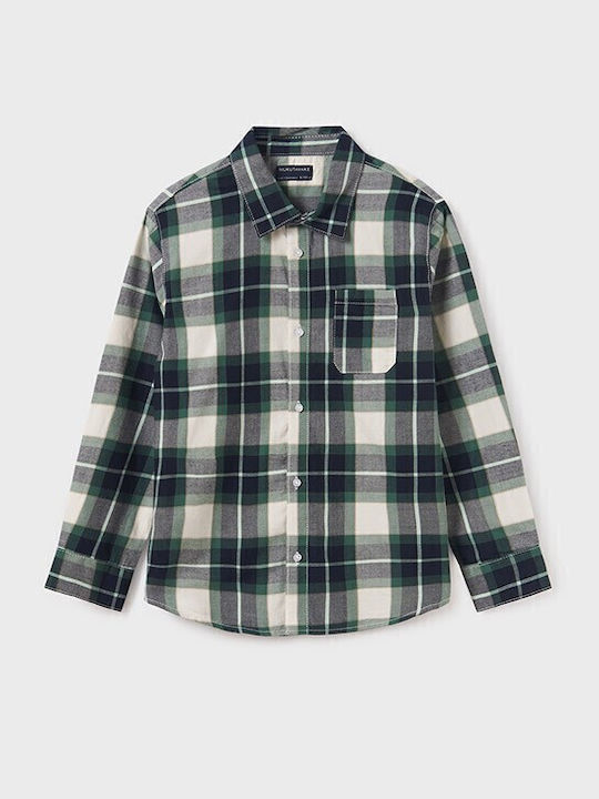 Mayoral Kids Checked Shirt Long Sleeve Green
