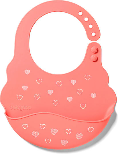 Babyono Αδιάβροχη Σαλιάρα Σιλικόνης με Τσέπη Κοραλί για 6 m+