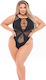 Pink Lipstick Lingerie Plus Size Sexy Κορμάκι Διχτυωτό Μαύρο