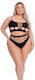 Pink Lipstick Lingerie Sexy Σετ Εσωρούχων Μαύρο Plus Size 2τμχ