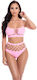 Pink Lipstick Lingerie Sexy Dessous-Set Rosa