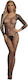 Oemen Oleno Bodystocking Gittermuster mit Offenem Schritt Schwarz