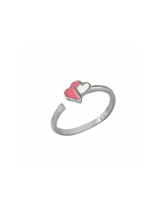 Amor Amor Παιδικό Δαχτυλίδι με Σχέδιο Καρδιά Ανοιγόμενο από Ασήμι 38840