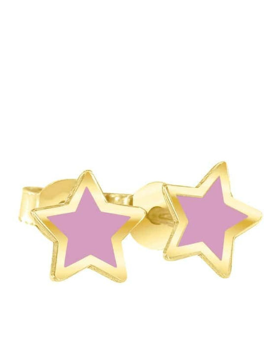 Eforo Kids Earrings Studs Stars from Gold 14K