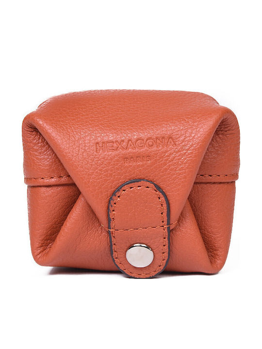 Hexagona Small Leather Women's Wallet Coins Orange