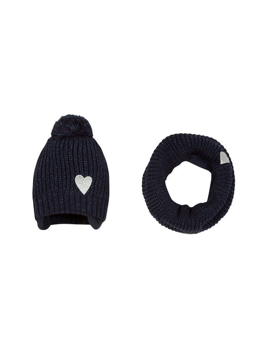 Kids Beanie Set with Scarf Fleece Navy Blue