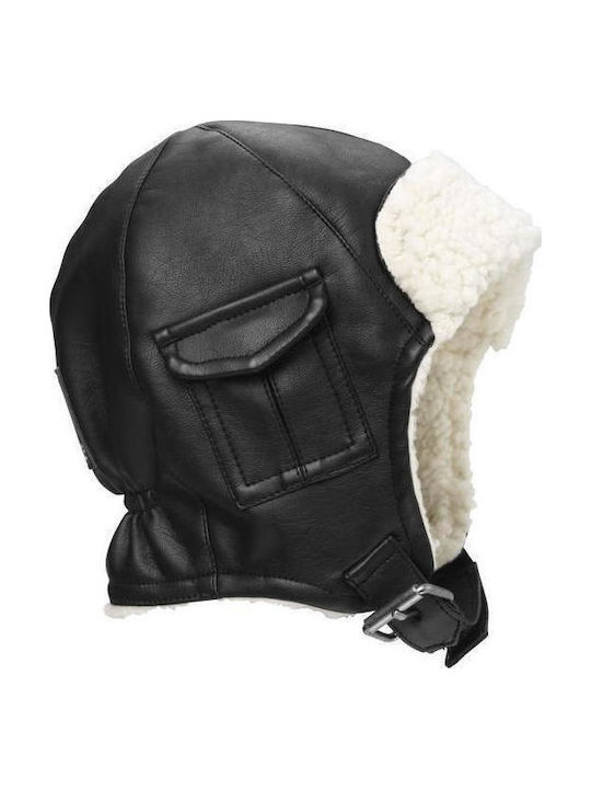 Kinder Mütze Stoff Schwarz