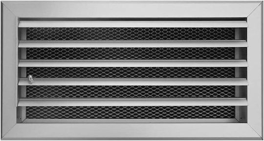 Rectangular Fireplace Air Shutter Silver Karkon 30x15cm