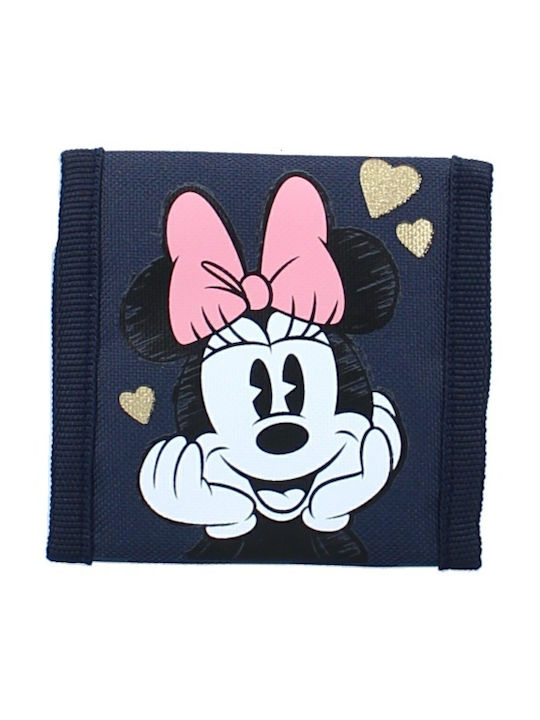 Disney Minnie Fabric Coins Wallet for Girls with Velcro Navy Blue 088-2354