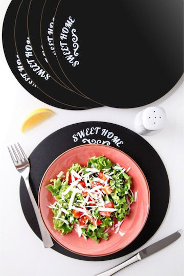 Hermia Round Wooden Placemats Black 27cm 6pcs