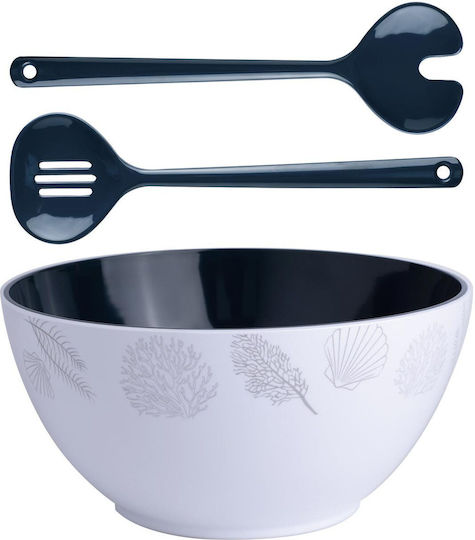 Marine Business Melamine Salad Bowl with Salad Spoons White 25x25cm