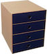 Metron Paper Desk Organizer with 4 Drawers Blue