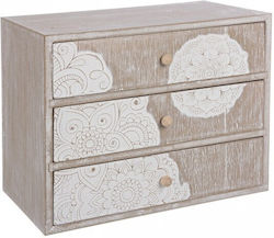 Bizzotto Wood Desk Organizer with 3 Drawers 17x17x20.5cm Beige