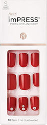 Kiss imPRESS Nail Tips in Red Color 30pcs