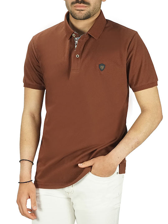 Everbest Men's Short Sleeve Blouse Polo Brown