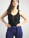 Freestyle Sleeveless Bodysuit with Lace Black