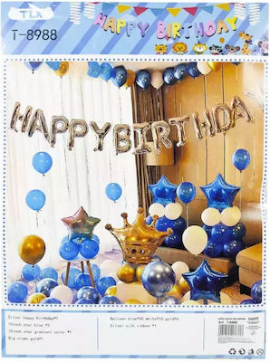 Set of 53 Balloons Blue Birthday-Celebration Stars