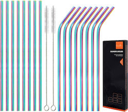 Metallic Blue Straws with Brush