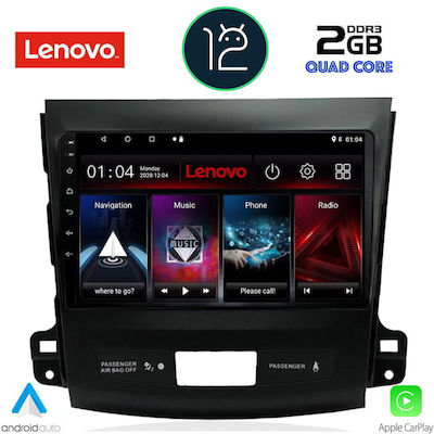 Lenovo Sistem Audio Auto pentru Peugeot 4007 Mitsubishi Outlander Citroen C-Crosser 2006-2012 (Bluetooth/USB/AUX/WiFi/GPS/Apple-Carplay) cu Ecran Tactil 9"