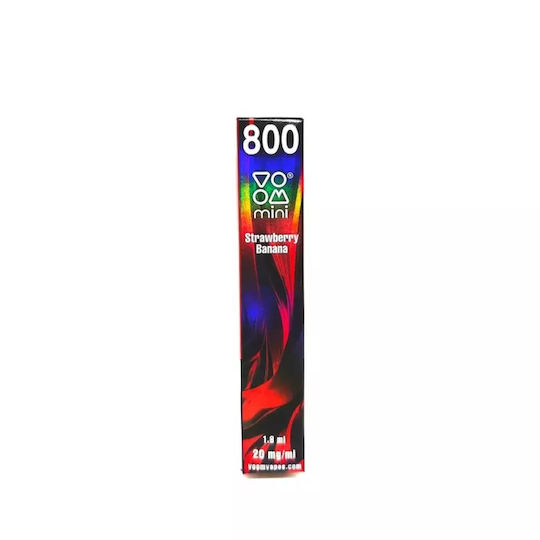 Voom Labs Mini Vape Електронна Цигара за Еднократна Употреба 800 Вдишвания Strawberry Banana 1.8мл 20мг