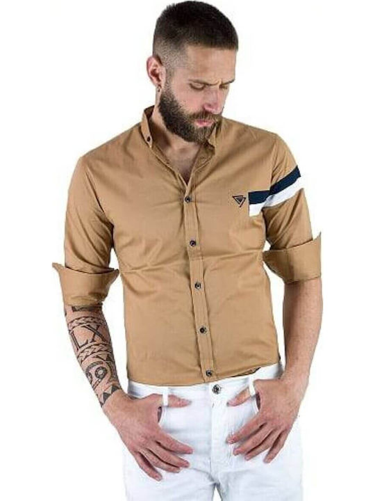 Stefan Fashion Μακρυμάνικo Πουκάμισο Καφέ