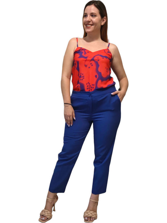 Women's Fabric Trousers Straight Line Blue