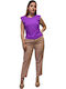 Women's Fabric Trousers Straight Line Pink