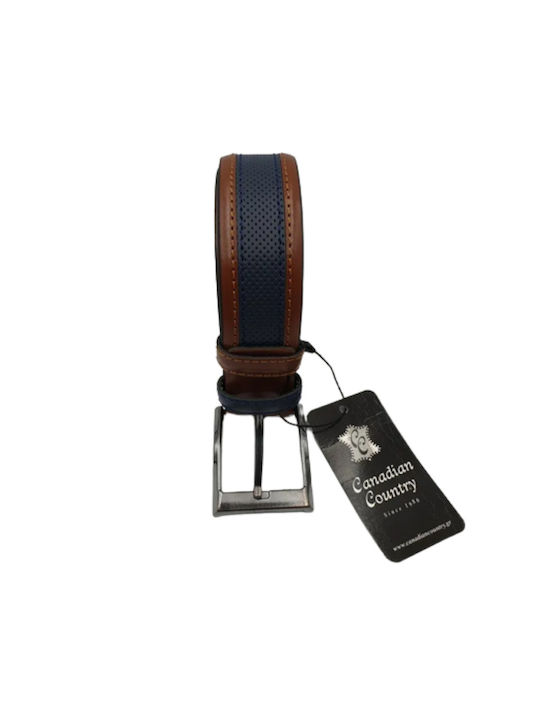 Canadian Country Men's Leather Belt Blue -05
