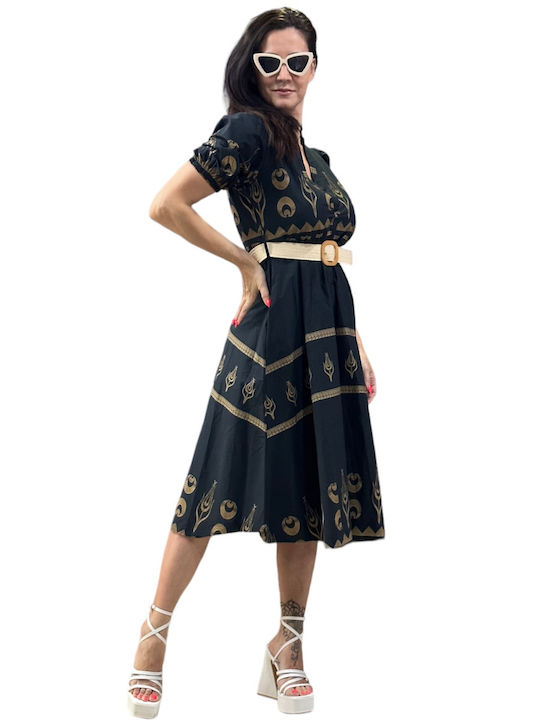 Mohicans Black Line Rochii de vară pentru femei Maxi Rochie de Seară Rochie cu cămașă Negru