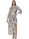 Set with Maxi Skirt Floral Black and White