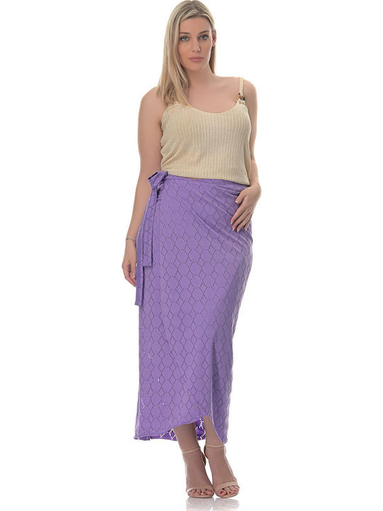 High-waisted Midi Skirt Envelope Purple
