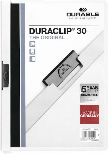 Durable Ντοσιέ с Клип Конферентен за Хартия A4 Бял 1бр