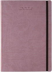 Λιναρδάτος Koloro 360 Zilnic Agenda Violet Piele 2024 14x21cm