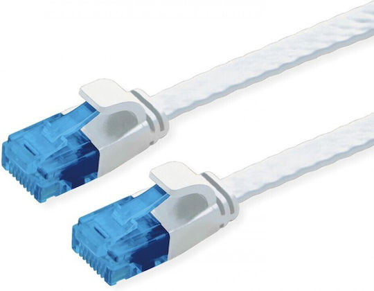 Powertech Flat U/UTP Cat.6a (Gigabit) Καλώδιο Δικτύου Ethernet 1m Λευκό