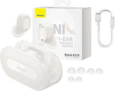 Baseus Bowie EZ10 In-ear Bluetooth Handsfree Ακουστικά με Θήκη Φόρτισης Λευκά