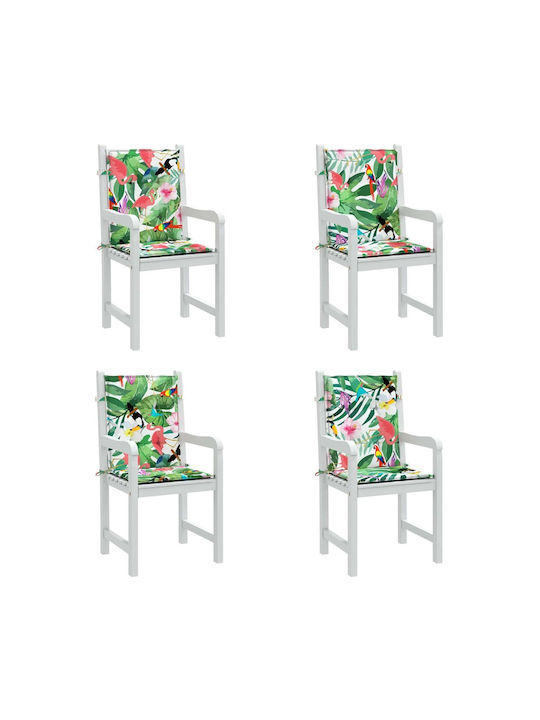 vidaXL Garden Chair Cushion with Back Multicolour 4pcs 50x100cm.