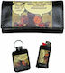 Dino Rossi Lederne Tabaktasche in Schwarz mit magnetischem Verschluss 16x9cm