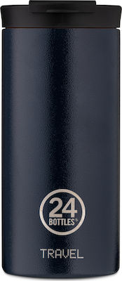 24Bottles Travel Tumbler Glas Thermosflasche Rostfreier Stahl BPA-frei Deep Blue 600ml mit Mundstück