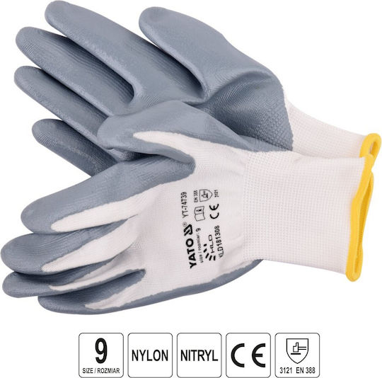 Yato No.9 Arbeitshandschuhe Weiß Nitril 1Stück