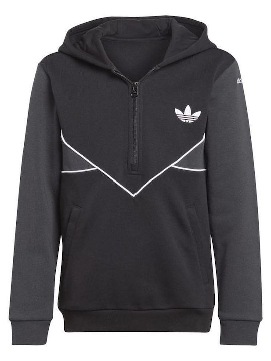 Kids Sweatshirt with Hood and Pockets Black Adicolor