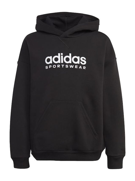 adidas Παιδικό Φούτερ με Κουκούλα και Τσέπες Μαύρο